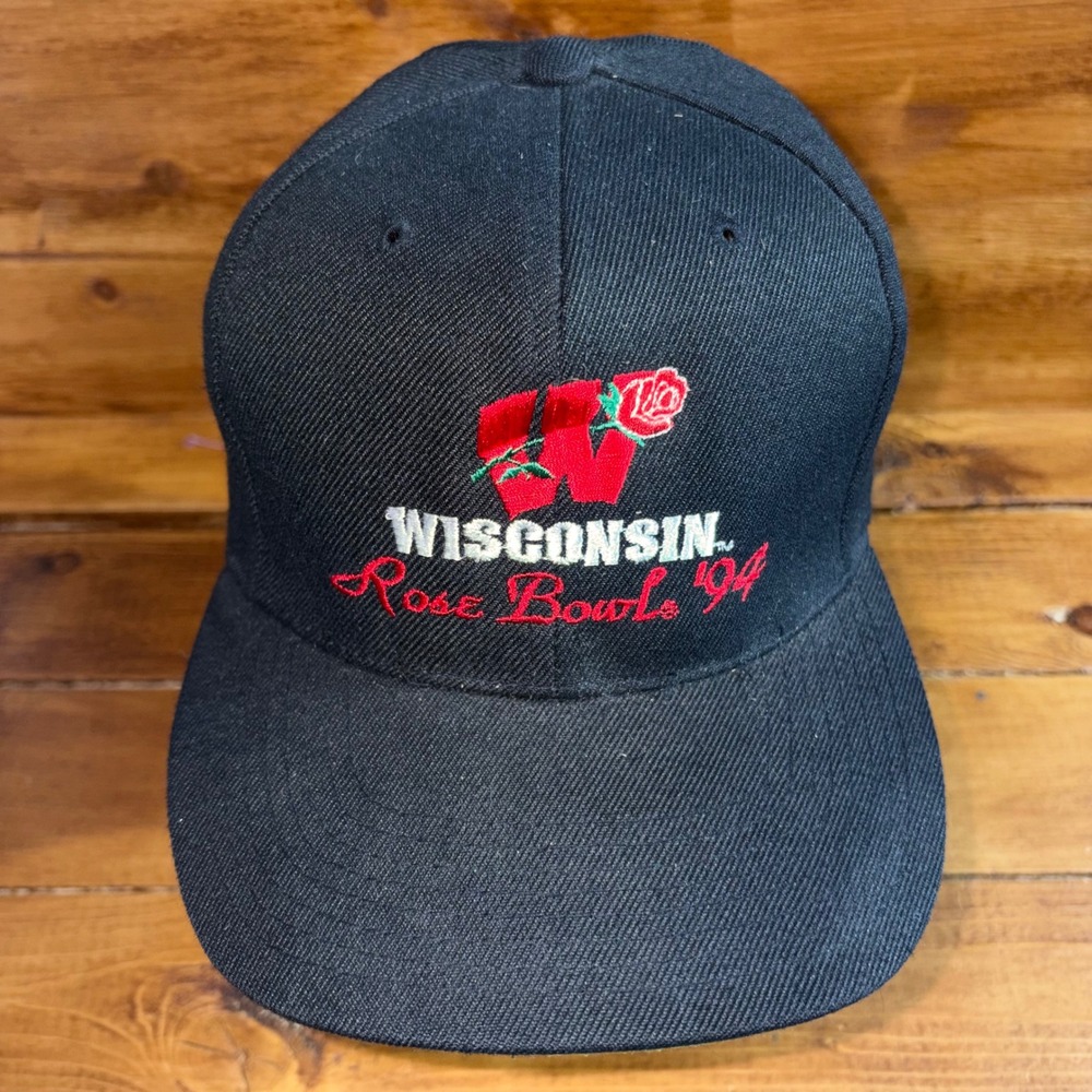 Vintage Wisconsin Badgers Rose Bowl '94 Hat Mens Black Headmaster Snapback 1990s